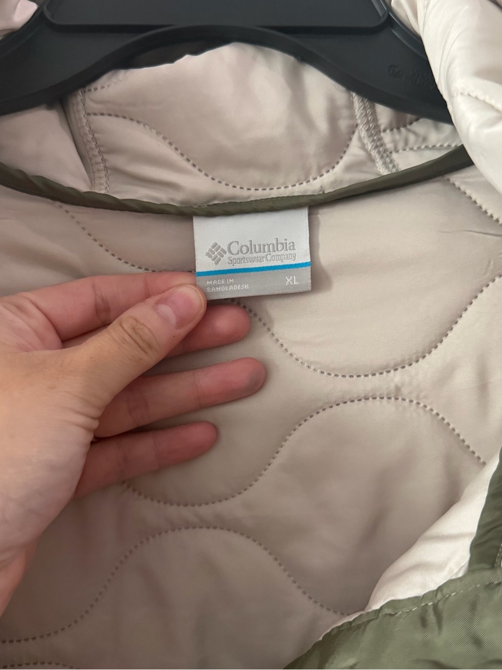Columbia Olive Green & Cream Quilted Fleece Pullover Jacket - Picture 3 of 4